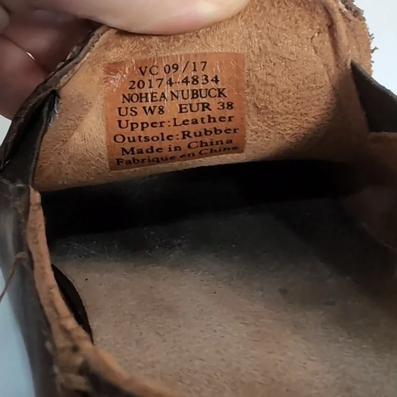 OluKai Dark Brown Leather Slip-On Loafers Size 8 Contract Stitching Drop Back - Picture 7 of 11